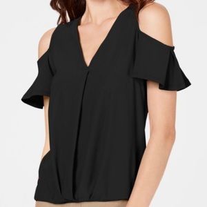 INC Black Cold Shoulder Blouse